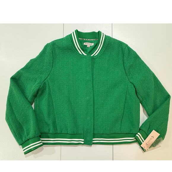 Nanette Lepore NWT  Bomber Jacket  Lily Pad Green Womens Size 16 (110) - Picture 1 of 11
